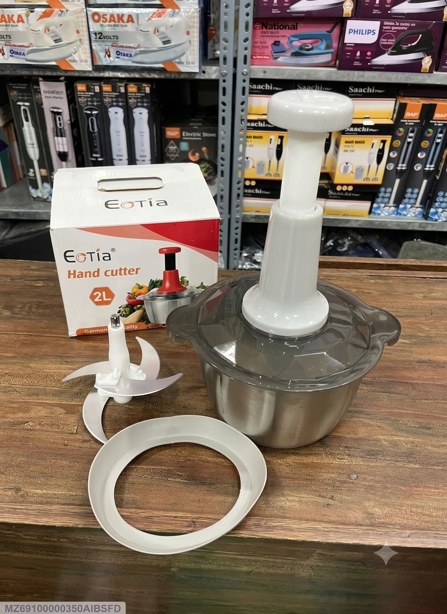 Manual Hand Chopper 2L – ABS Plastic Pull-Cord Food Processor for Meat, Vegetables & Fruits